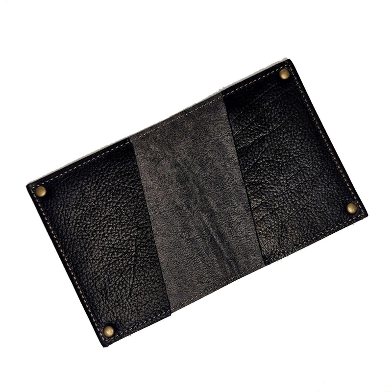 Black Mini Leather Flap Wallet, Unisex, Made in USA, Wallets & Money Clips, Mini Wallet, Brynn Capella