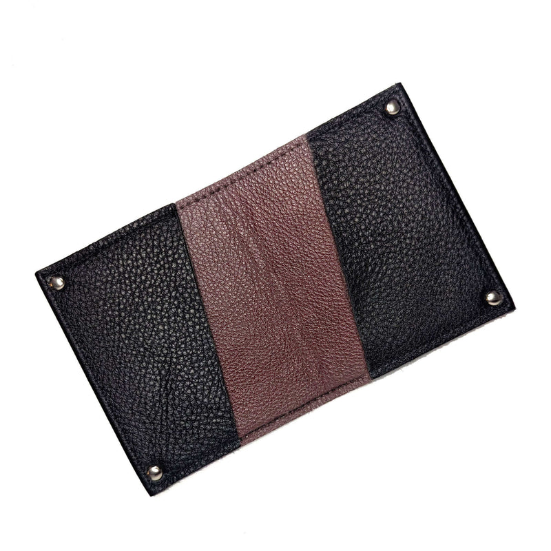 Black Mini Leather Flap Wallet, Unisex, Made in USA, Wallets & Money Clips, Mini Wallet, Brynn Capella