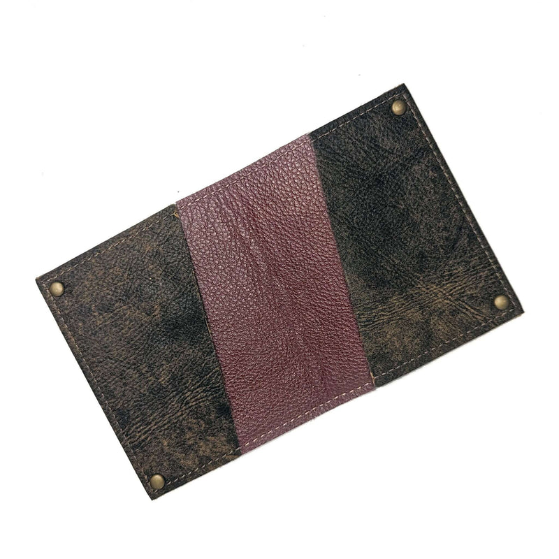 Brown/Black Mini Leather Flap Wallet, Unisex, Made in USA, Wallets & Money Clips, Mini Wallet, Brynn Capella