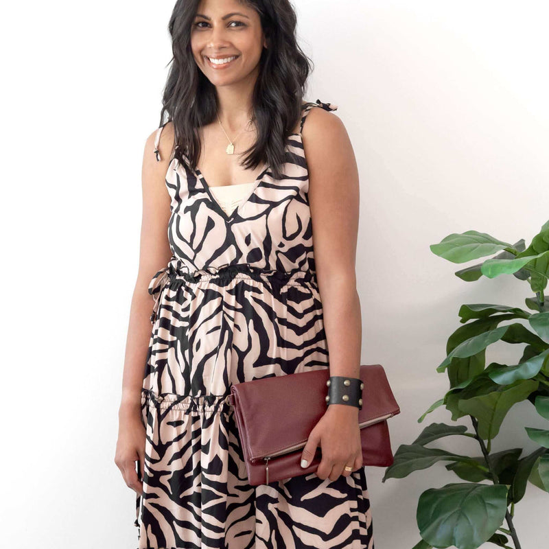 Leather Foldover Crossbody bag, clutch, plum, made in USA, Handbags, Small Crossbody, Brynn Capella