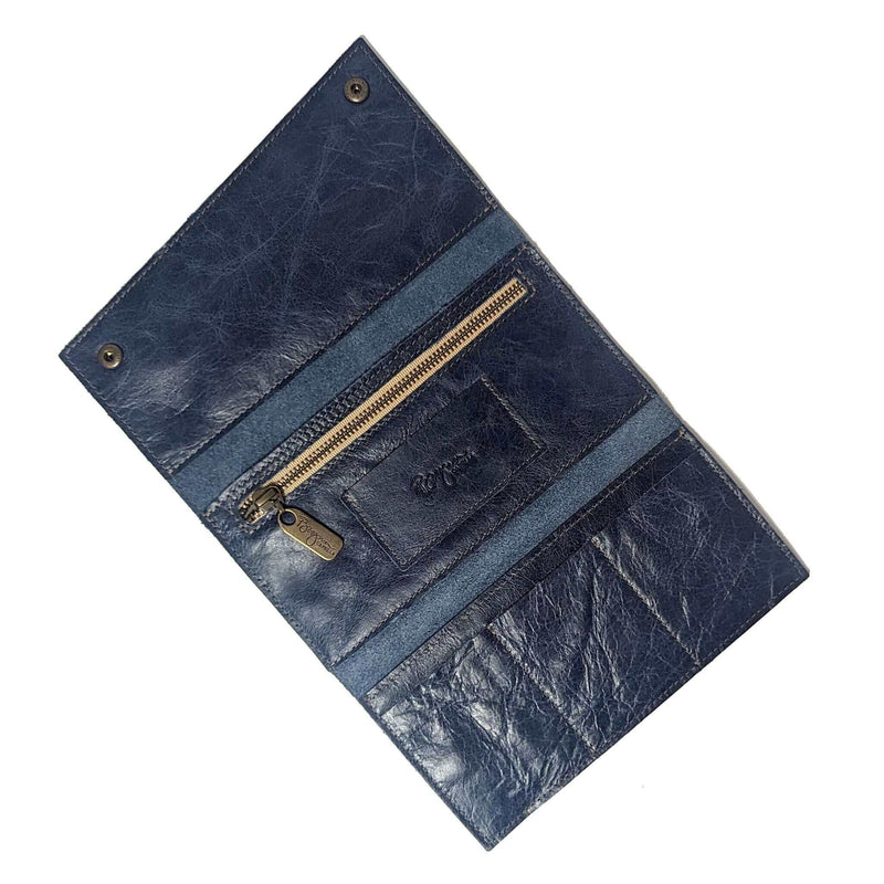 Slim Trifold leather wallet in Blue distressed, Made in USA, Wallets & Money Clips, Tri-fold Wallet, Brynn Capella