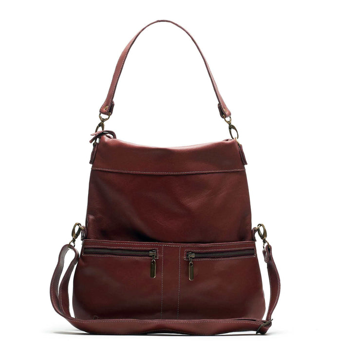 Convertible leather crossbody backpack, Wine Brown, USA made Handbags Brynn Capella