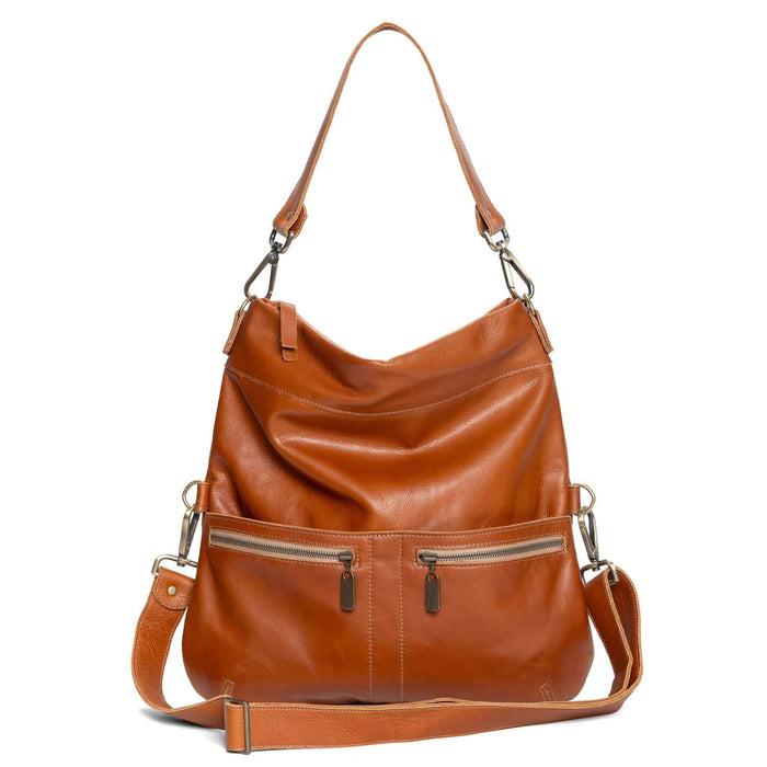 Convertible leather crossbody backpack, Rust Brown, USA made Handbags Brynn Capella