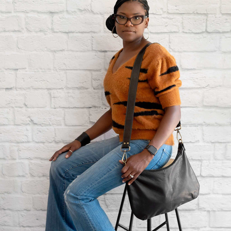 Hobo Crossbody bag, Black Italian leather, made in USA, Handbags, Hobo Crossbody, Brynn Capella