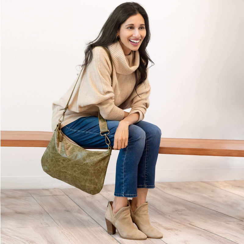 Hobo Crossbody bag, Green Italian leather, made in USA, Handbags, Hobo Crossbody, Brynn Capella