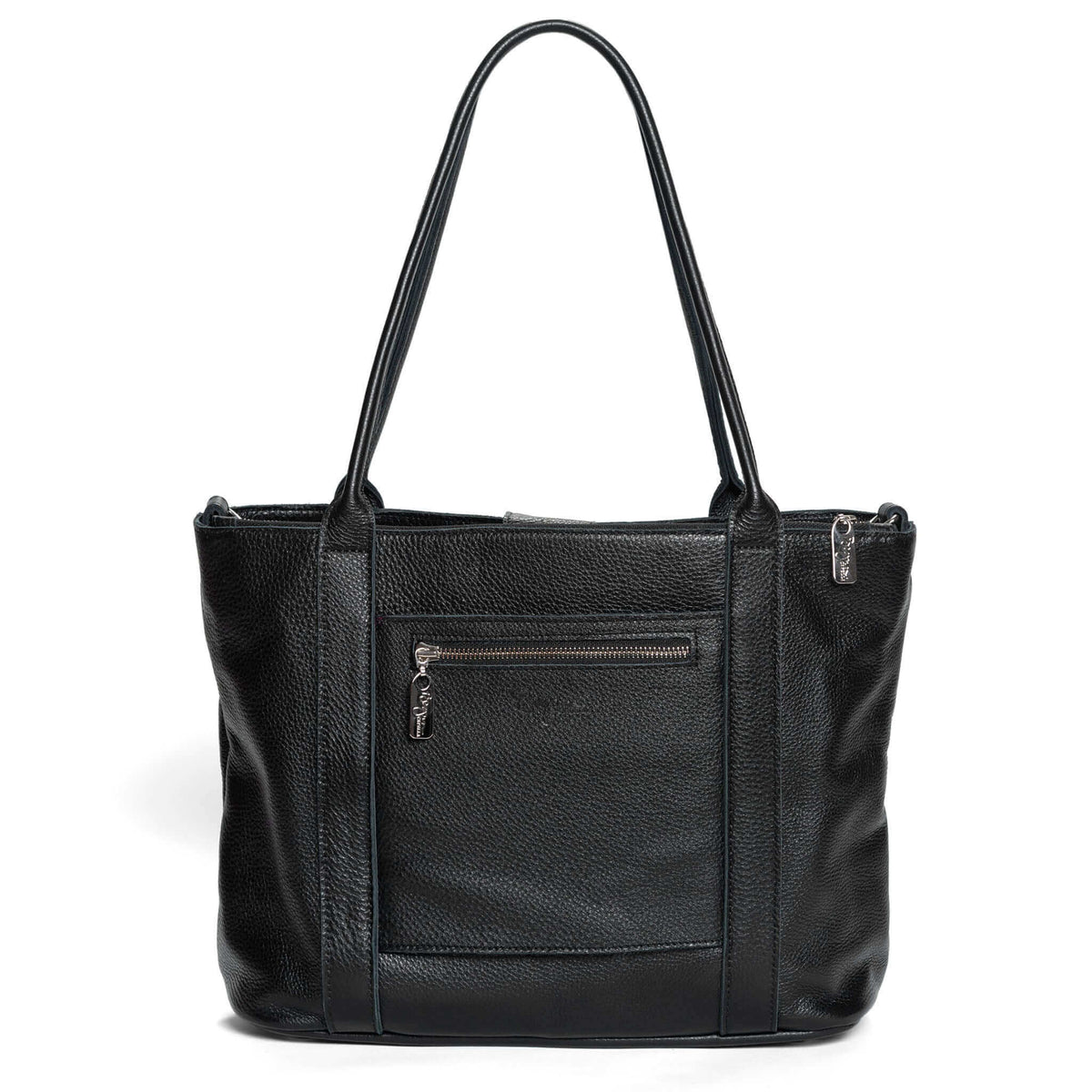 The perfect leather tote bag, black Noche, Brynn Capella, made in the usa