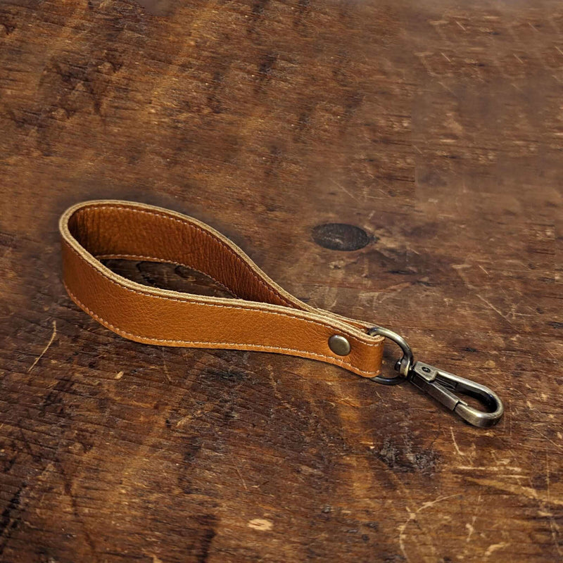 Brown leather key fob/ wrist strap - Brynn Capella, made in USA, Keychains, Key Fob, Brynn Capella