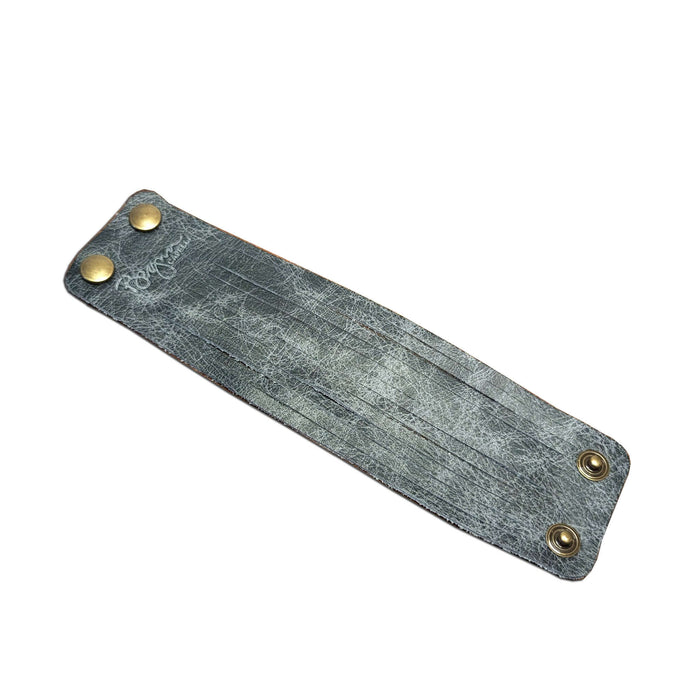 Fringe Leather Bracelet, Grey | Brynn Capella, Made in USA, Bracelets, Leather Bracelet, Brynn Capella