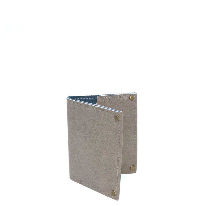 Grey Mini Leather Flap Wallet, Unisex, Made in USA, Wallets & Money Clips, Mini Wallet, Brynn Capella
