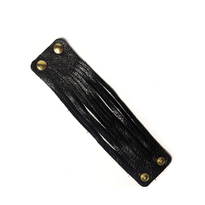 Fringe Leather Bracelet, Onyx | Brynn Capella, Made in USA, Bracelets, Leather Bracelet, Brynn Capella