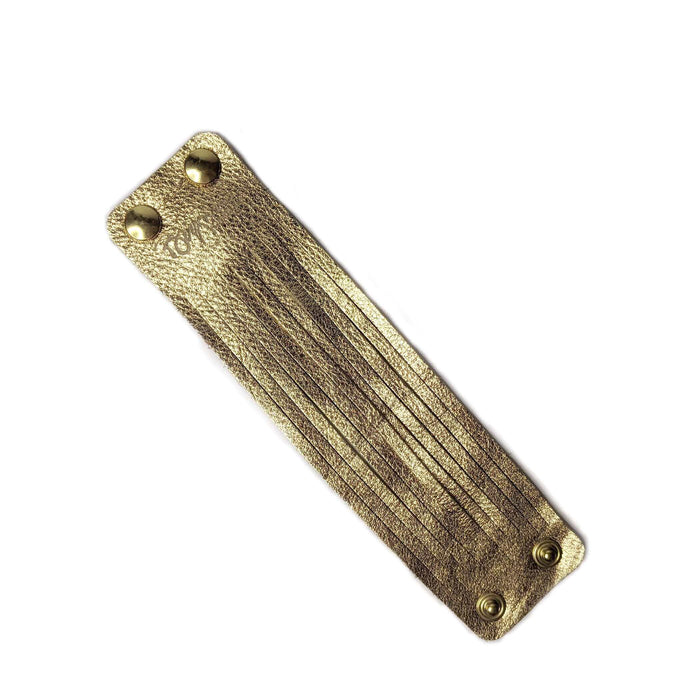Fringe Leather Bracelet, Gold | Brynn Capella, Made in USA, Bracelets, Leather Bracelet, Brynn Capella