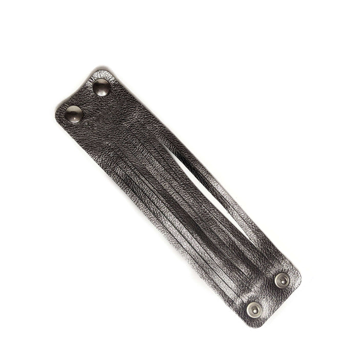 Fringe Leather Bracelet, Gunmetal | Brynn Capella, Made in USA, Bracelets, Leather Bracelet, Brynn Capella