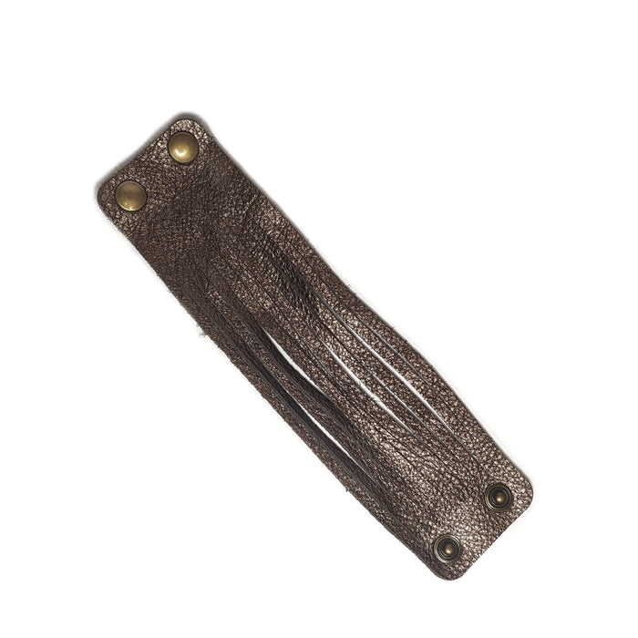 Fringe Leather Bracelet, Pewter | Brynn Capella, Made in USA, Bracelets, Leather Bracelet, Brynn Capella