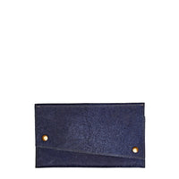 Leather Tri-fold wallet, blue, Brynn Capella, made in USA leather goods