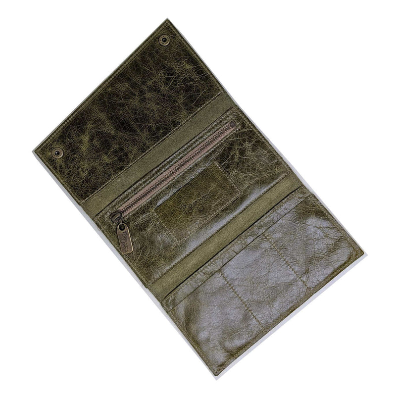 Slim Trifold leather wallet in Distressed Green, Made in USA, Wallets & Money Clips, Tri-fold Wallet, Brynn Capella