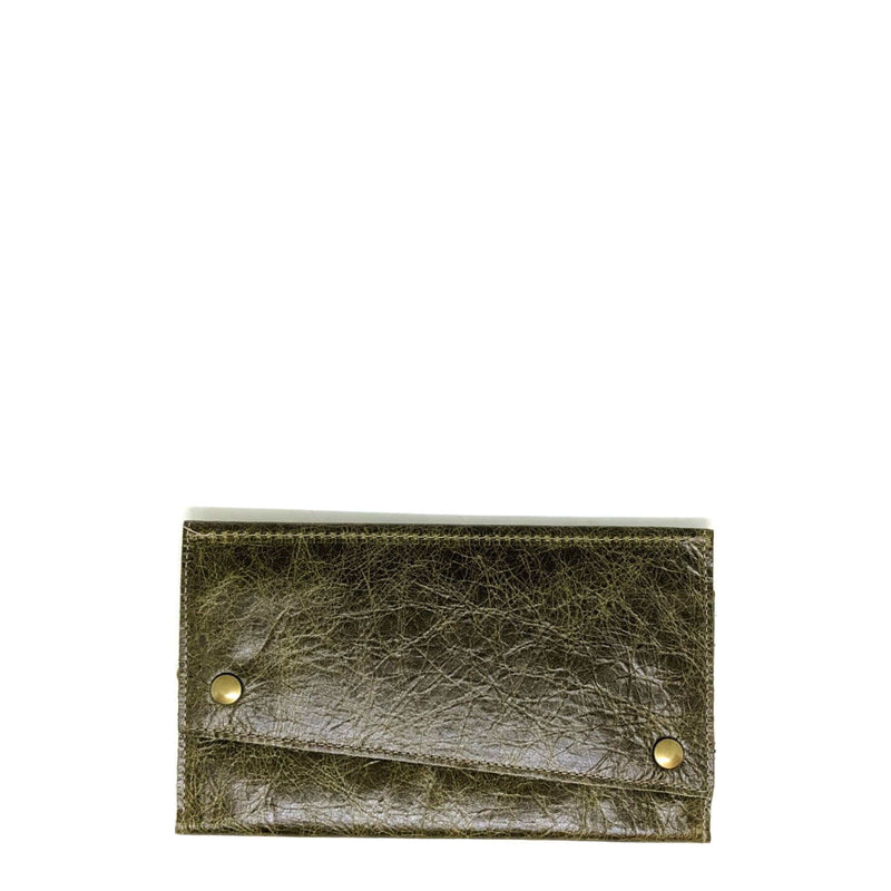 Leather Tri-fold Wallet, accessories, distressed leather, Green, Brynn Capella, Made in the USA