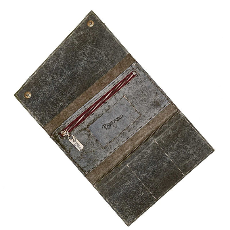Slim Trifold leather wallet in Distressed Dark Charcoal, Made in USA, Wallets & Money Clips, Tri-fold Wallet, Brynn Capella