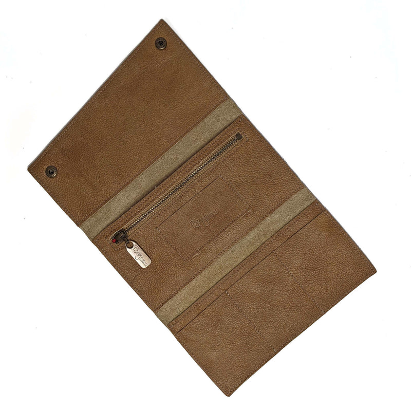 Leather Tri-fold Wallet - Golden Tan - Brynn Capella, leather accessories, usa