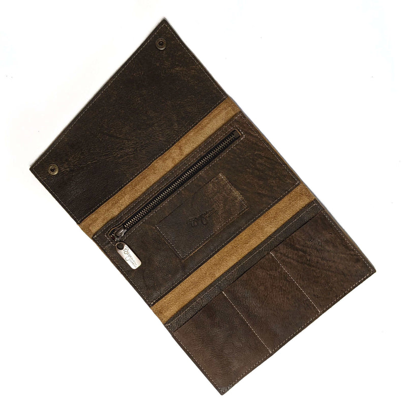 Slim Trifold leather wallet in Black/Brown, Made in USA, Wallets & Money Clips, Tri-fold Wallet, Brynn Capella