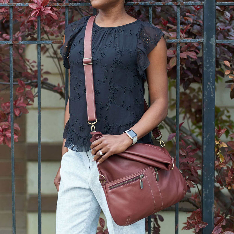 Convertible leather crossbody backpack, Wine Brown, USA made Handbags Brynn Capella