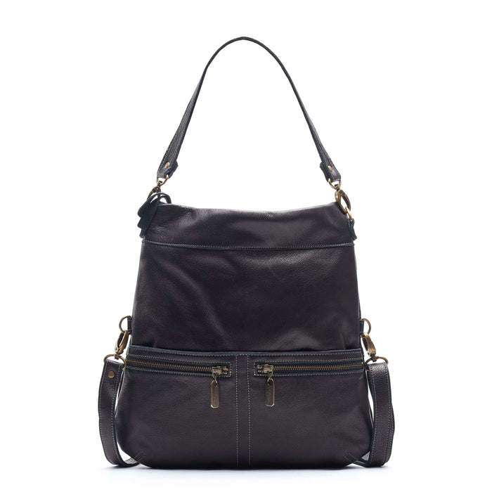 Convertible leather crossbody backpack, Black, USA made Medium Crossbody Brynn Capella