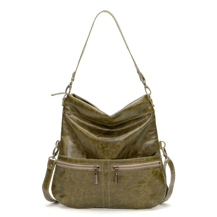 Convertible leather crossbody backpack, Green, USA made Medium Crossbody Brynn Capella