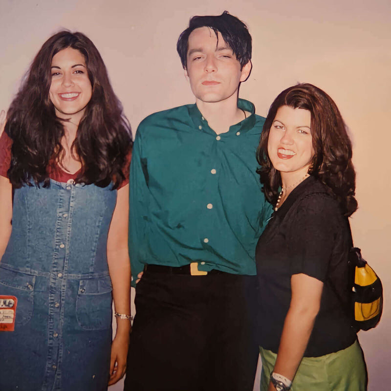 Brynn with a record rep and Jarvis from the band Pulp, circa 1995-6