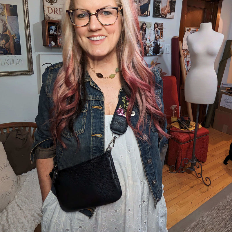 Mini Crossbody Bag in Black, full-grain leather, USA, Handbags, Mini Crossbody, Brynn Capella