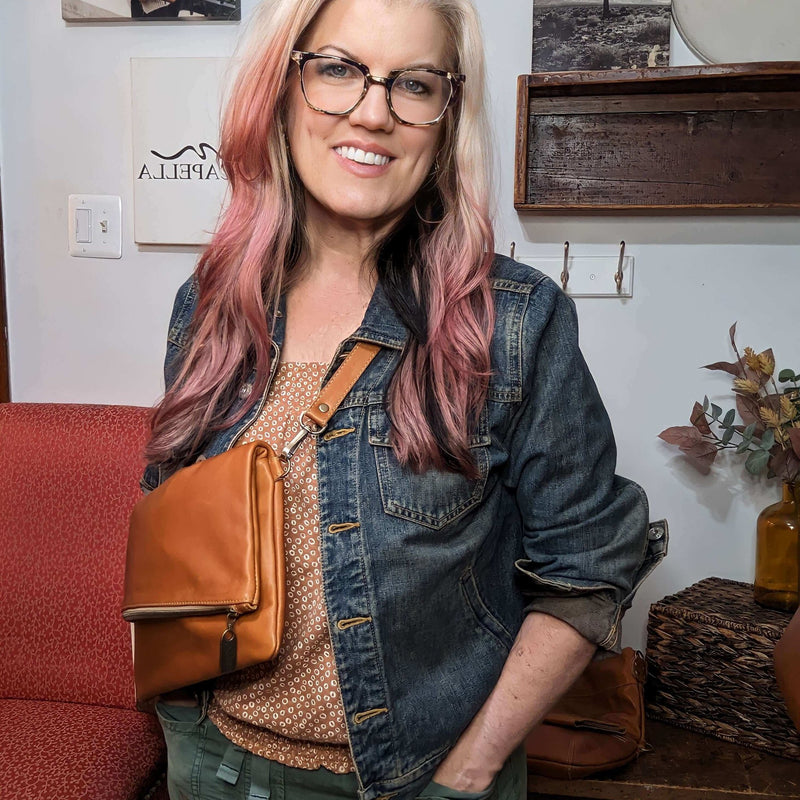 Leather Foldover Crossbody bag, clutch, rust, made in USA, Handbags, Small Crossbody, Brynn Capella