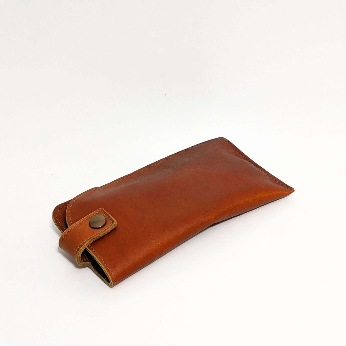 Allison Leather Eyeglass Case in Whiskey color, a slim and stylish solution for protecting glasses.