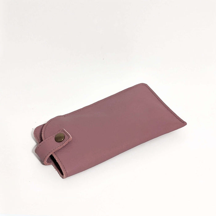 Allison Leather Eyeglass Case in Guava, a stylish and functional leather eyeglass case for everyday use.