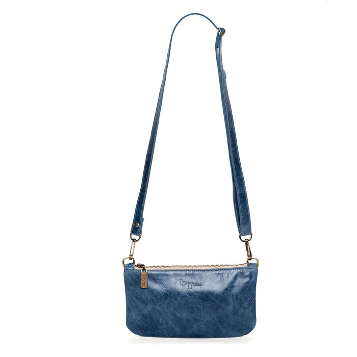 Mini Crossbody Bag in Blue, distressed leather, Made in USA, Handbags, Mini Crossbody, Brynn Capella