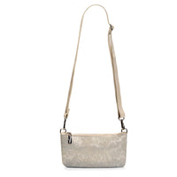 Printed Cream Suede mini crossbody with bulit in wallet, USA, Brynn Capella