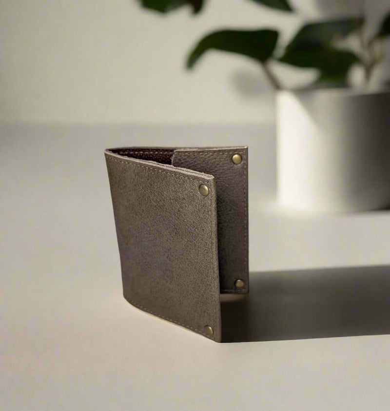 Taupe Mini Leather Flap Wallet, Unisex, Made in USA, Wallets & Money Clips, Mini Wallet, Brynn Capella