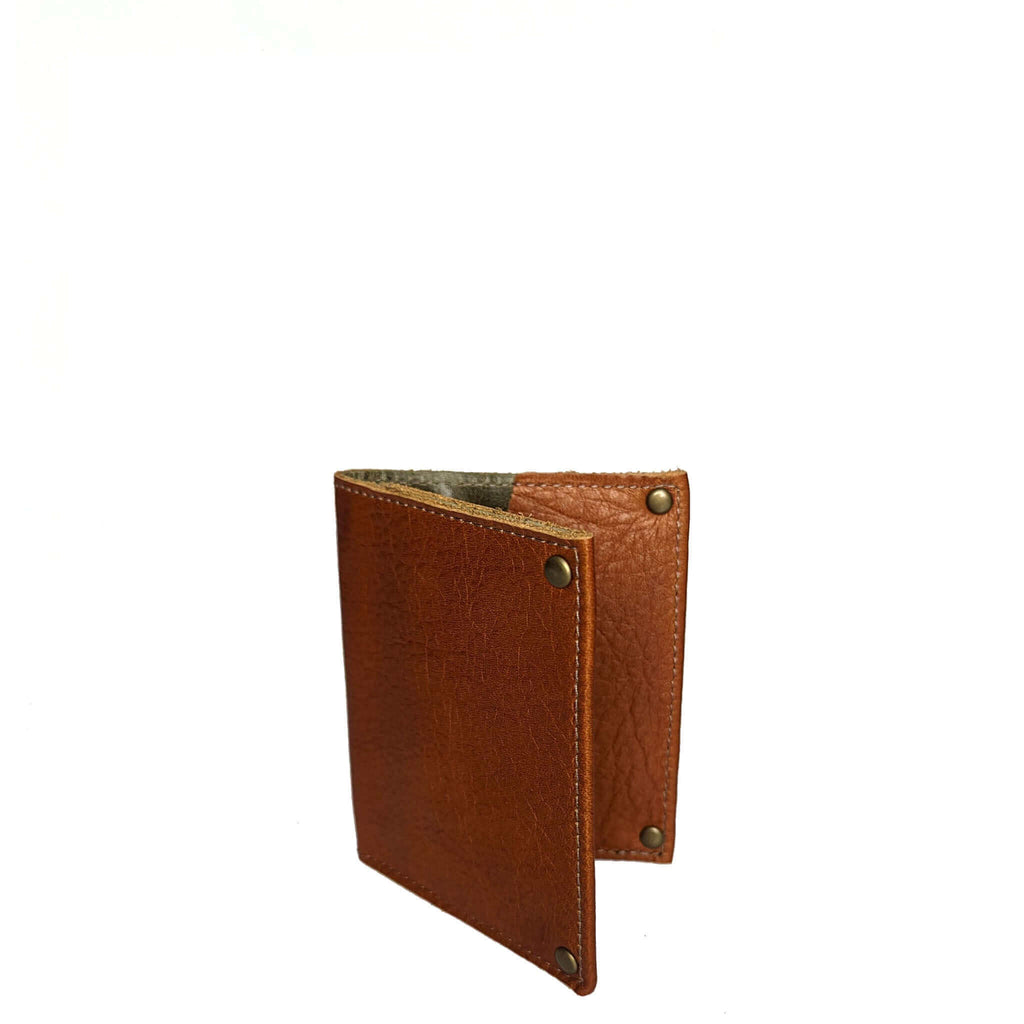 Mini Leather Flap Wallet, Rust, Unisex, Made in USA