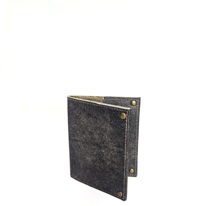 Light Charcoal Mini Leather Flap Wallet, Unisex, Made in USA, Wallets & Money Clips, Mini Wallet, Brynn Capella