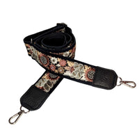 Lizzy Guitar Bag Strap - Black Sunflower by Brynn Capella, Made in USA