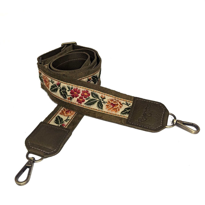 Lizzy Guitar Bag Strap - Olive Floral Vine