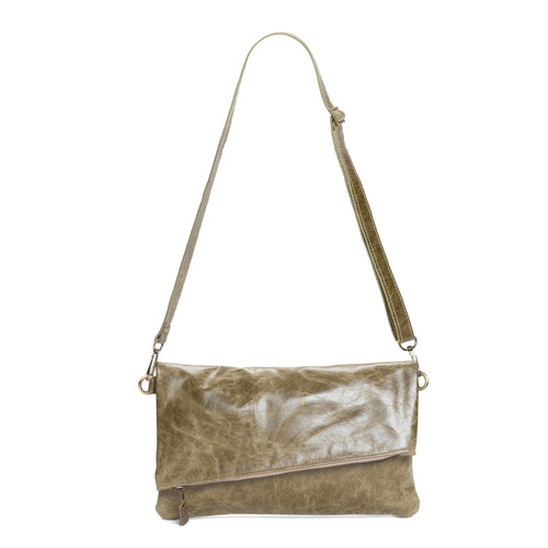 Leather Foldover Crossbody bag, clutch, green, made in USA, Handbags, Small Crossbody, Brynn Capella