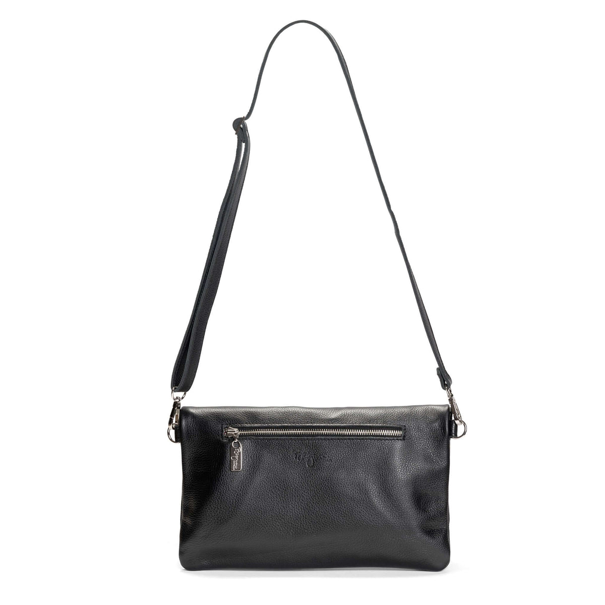 Leather Foldover Crossbody bag, clutch, black, made in USA, Handbags, Small Crossbody, Brynn Capella