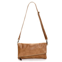 Leather Foldover Crossbody bag, clutch, tan, made in USA, Handbags, Small Crossbody, Brynn Capella