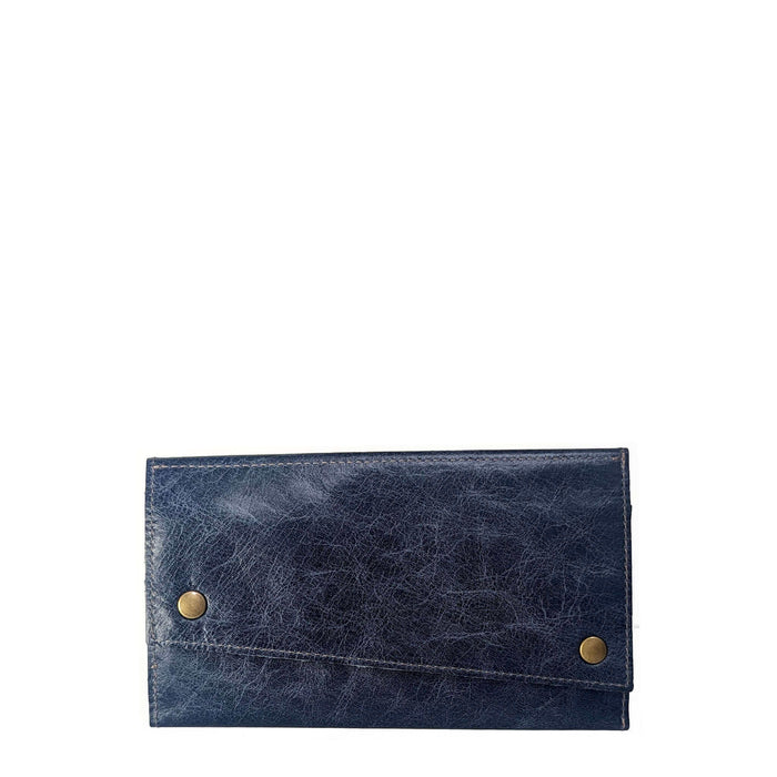Slim Trifold leather wallet in Blue distressed, Made in USA, Wallets & Money Clips, Tri-fold Wallet, Brynn Capella
