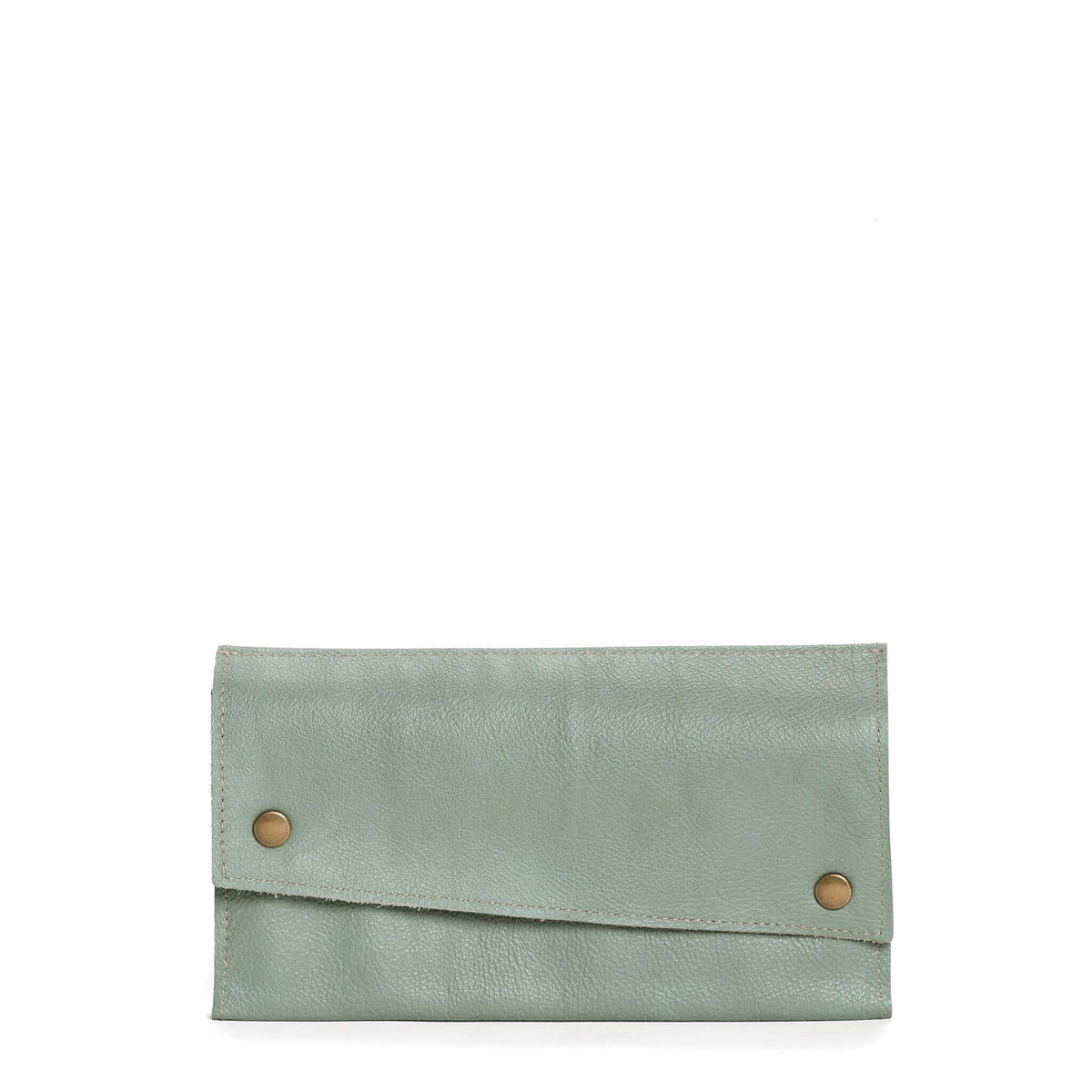 Leather Tri-fold Wallet - Mint Blue - Brynn Capella, leather accessories, usa