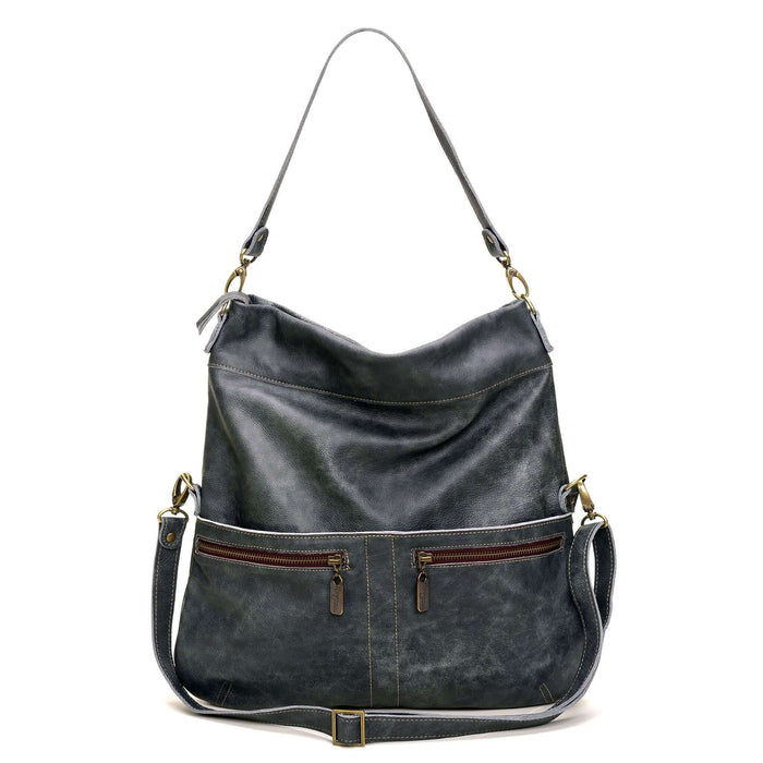 Original Lauren leather crossbody bag showcasing its stylish design and multiple pockets for functionality.