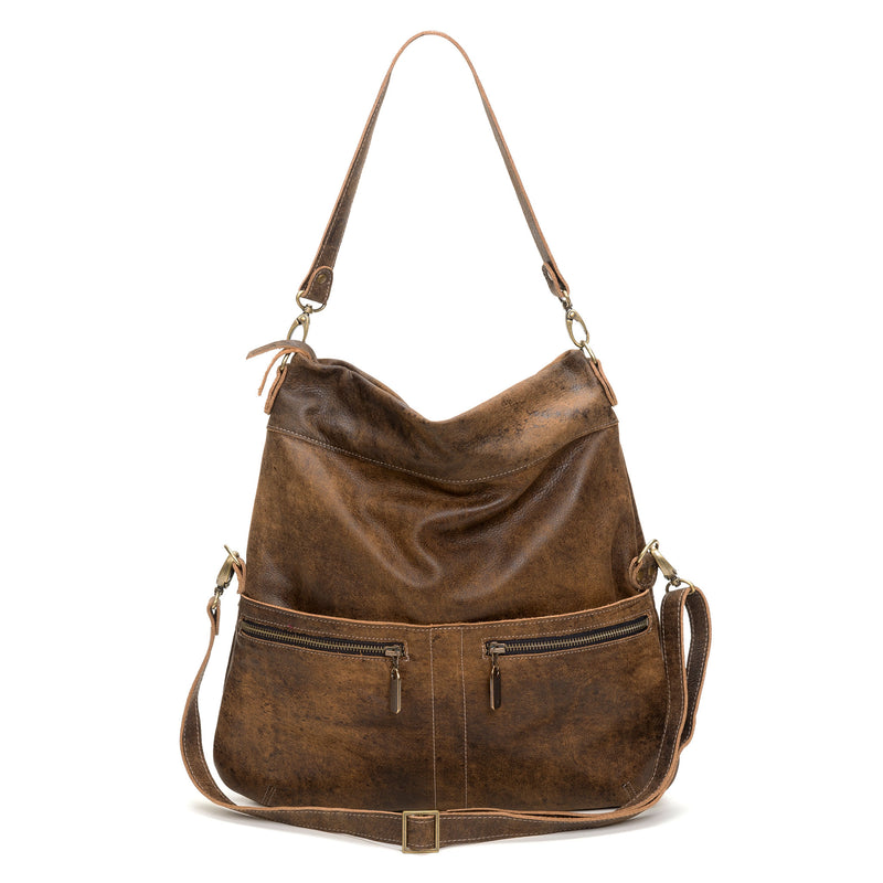 Convertible leather crossbody backpack, Brown/Black, USA made Large Crossbody Brynn Capella