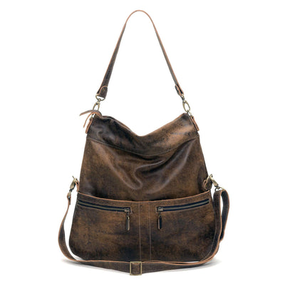 Original Lauren leather crossbody bag in brown, handcrafted, six ways to wear, functional and stylish.