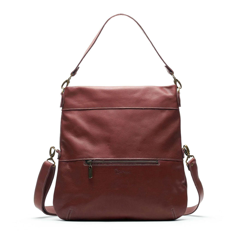 Convertible leather crossbody backpack, Wine Brown, USA made Handbags Brynn Capella