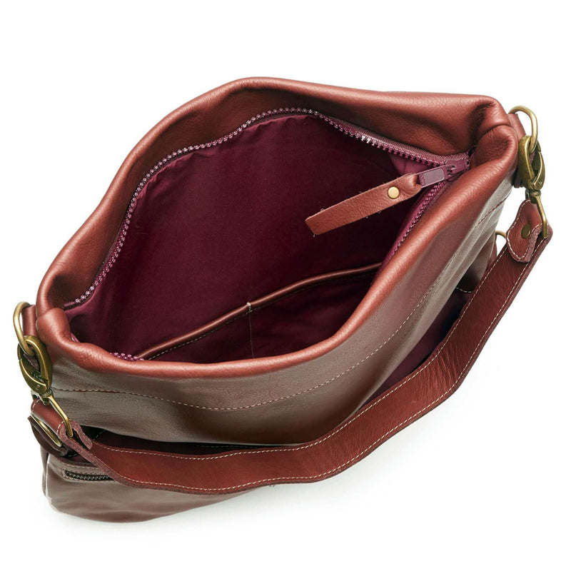Convertible leather crossbody backpack, Wine Brown, USA made Handbags Brynn Capella