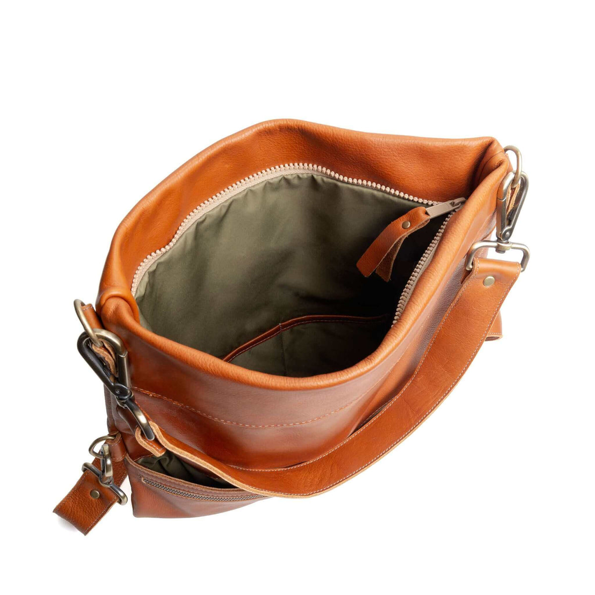 Whiskey pull-up leather, 6-in-1 leather crossbody backpack - Brynn Capella, USA