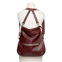 Convertible leather crossbody backpack, Plum, USA made Medium Crossbody Brynn Capella